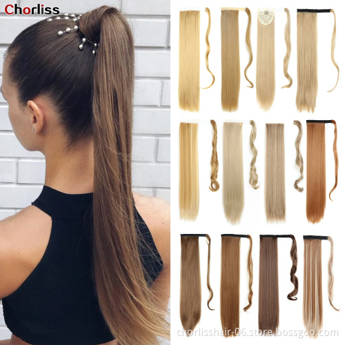Top Quality Natural Color Chorliss Goddess Long Straight With Wrap Around Japanese Synthetic Fiber High Ponytail Hair Extension